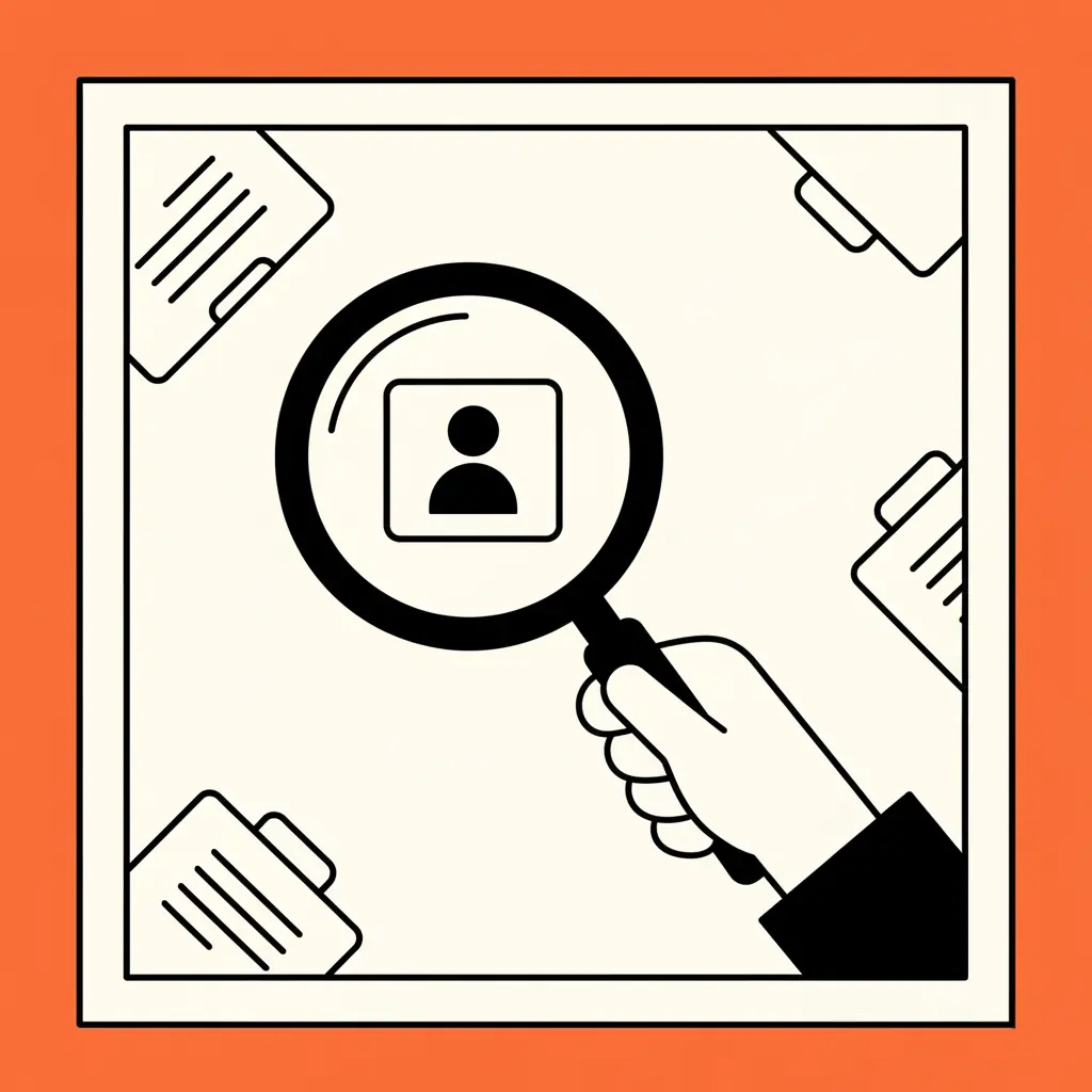 Chapta illustration of a magnifying glass looking over job applications